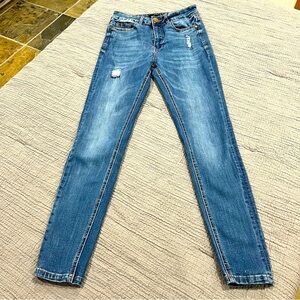 Juniors, Almost Famous denim, skinny jeans, slightly distressed